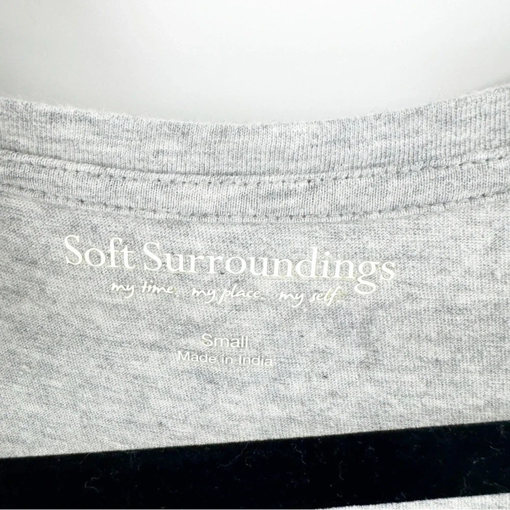 ✅ Soft Surroundings SIZE Small Floral Embroidered MidGray Embroidered‎ Dress
